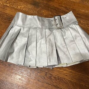 SHEIN Silver Pleated Mini Skirt Night Out